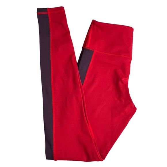 Zyia Active Red Purple Stripe Light N Tight High Rise Full Length‎ Leggings 4 - Picture 1 of 7